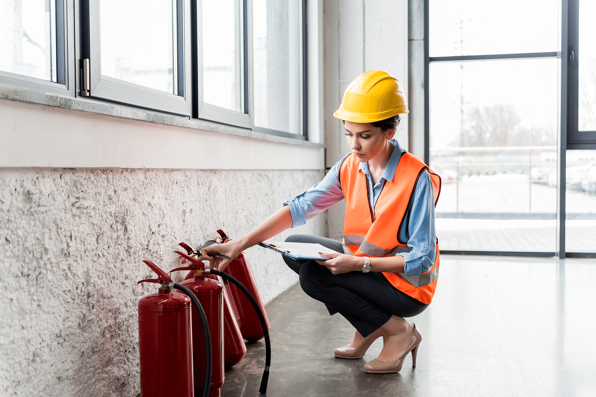 Fire extinguisher test in progress